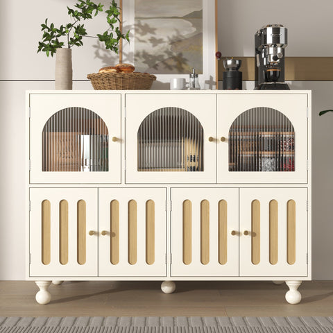 Rootz Modern Sideboard Cabinet - Dining Room Storage - Piano Key Design - Durable MDF - 120cm x 40cm x 90cm
