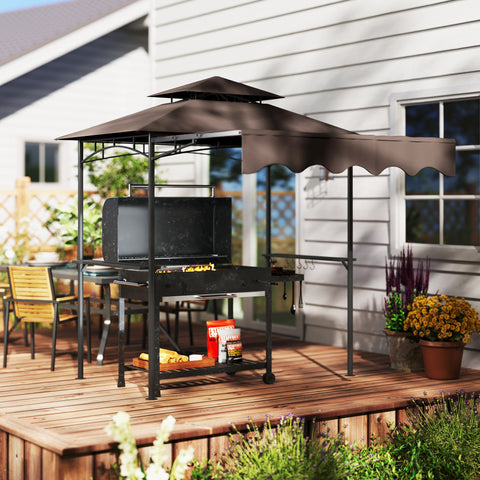 Rootz Grill Pavilion - Garden Shelter - Outdoor Canopy - Weather-Protection - 242x149x248cm - Perfect for Safe and Smoke-free Grilling!