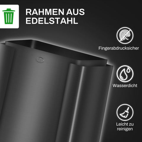 Rootz Triple Recycling Bin - Kitchen Trash Can - Waste Separation - Odor-Free - Stainless Steel - 61.9cm x 36.6cm x 43.2cm