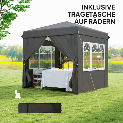 Rootz Pop Up Gazebo - Garden Tent - Outdoor Pavilion - UPF50+ UV Protection - Dark Grey - 250L x 250W x 268H cm