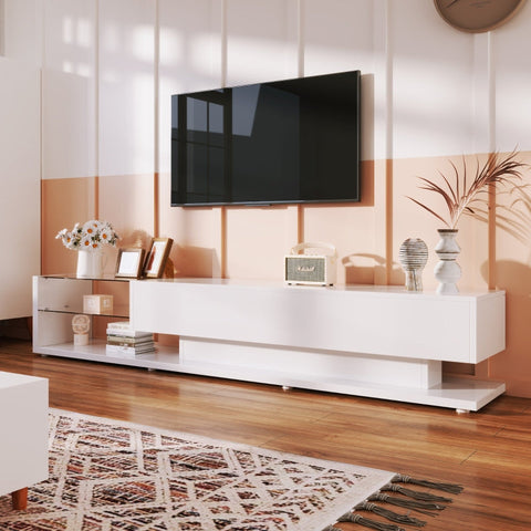Rootz High Gloss TV Cabinet - Media Console - Entertainment Unit - Ample Storage - 170cm x 36cm x 38cm