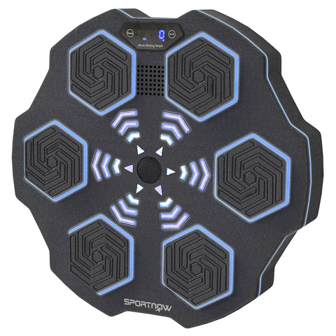Rootz Music Boxing Machine - Bluetooth Boxing Device - Wall Mounting - 9 Speeds & Modes - LED Lights - Black- 44cm x 44cm x 8cm
