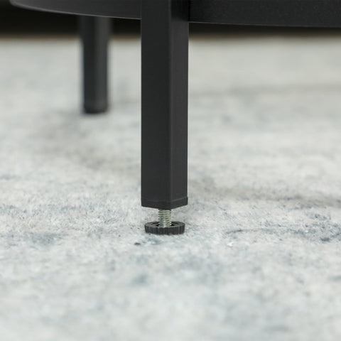 Rootz Round Side Table - Small Coffee Table - Glass Top - Sturdy Frame - Floor Protection - 48cm x 48cm x 54.7cm
