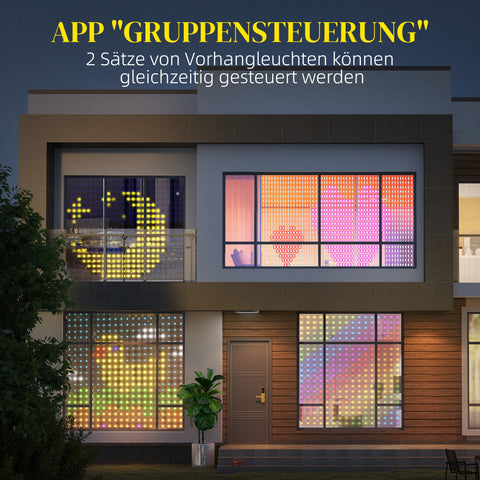 Rootz Curtain with 400 LED Lights - String Lights - Dynamic Lighting - Music Sync - Wi-Fi Control - 300cm x 300cm