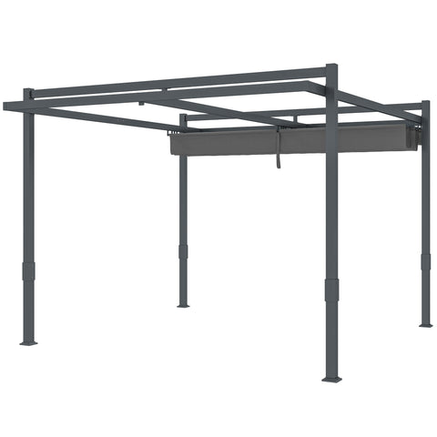 Rootz Pergola Pavilion - Aluminum Canopy - Garden Shelter - UPF50+ UV Protection - Grey - 3.5x3m - 245H cm Adjustable Sliding Roof