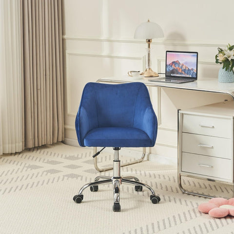 Rootz Adjustable Swivel Velvet Chair - Office Chair - Makeup Chair - Optimal Comfort - 56cm x 55cm x 83cm