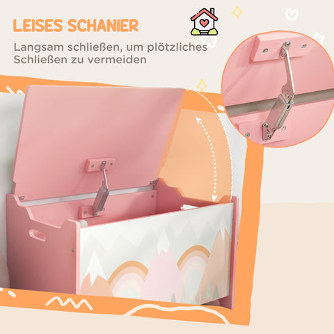 Rootz Storage Box with Lid – Toy Organizer – Kids Chest – Extra Storage – Safety Hinge, Cute Animal Design, 60 x 37 x 39cm, Pink and White