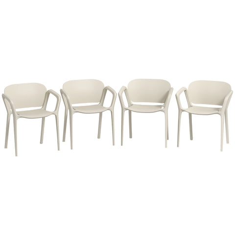 Rootz 4 Piece Set Garden Chairs - Weatherproof Stacking Chairs - Outdoor Armchair Set - UV Resistant - 60cm x 56cm x 75cm