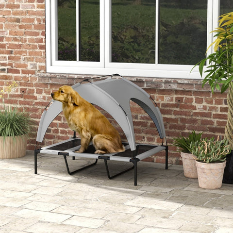 Rootz Dog Bed - Cooling Canopy Bed - Breathable Mesh - Water-Repellent Fabric - Oxford - Tear-Resistant - Steel Frame - 106cm x 76cm x 94cm