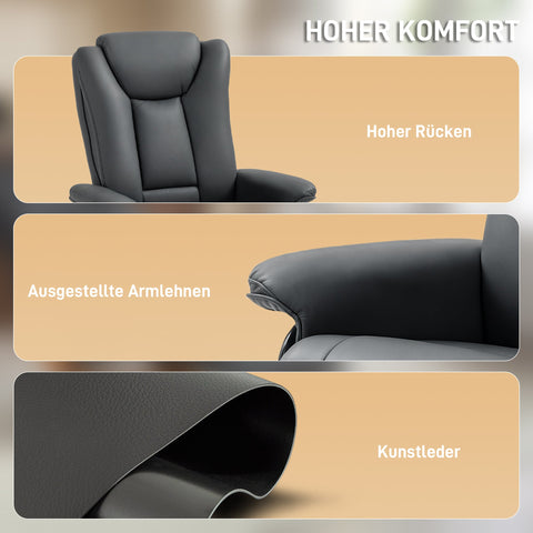 Rootz Relaxation Armchair - Recliner Chair - Rotatable Lounge Chair - Synthetic Leather - Supports 150kg - 78cm x 88cm x 103cm
