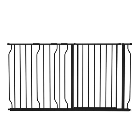 Rootz Pet Safety Door Guard - Pet Gate - Dog Gate - Double Locking Mechanism - 145cm x 76cm - Steel and ABS - Adjustable Width - Black