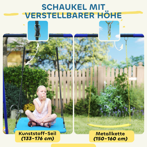 Rootz Swicken 3-Child Swing Set - Outdoor Playset - Garden Swings - Durable Steel Frame - 365cm x 180cm x 184cm