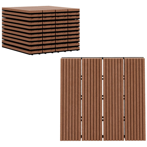Rootz 11 Piece Set Garden Tiles - Pool Tiles - Outdoor Tiles - Non-Slip & Weatherproof - HDPE - 30cm x 30cm x 2.2cm