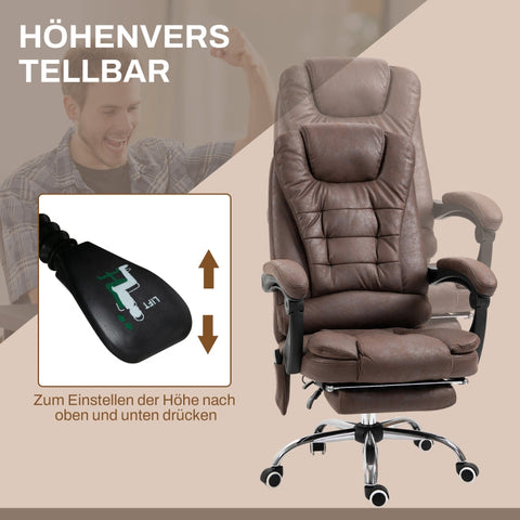 Rootz Massage Office Chair - Swivel Chair - Heated Massage Points - 135° Backrest - Microfiber Fabric - 65cm x 70cm x 119cm