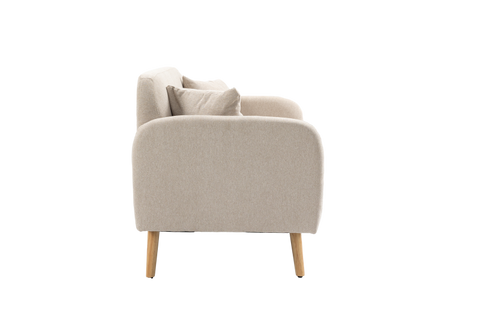 Rootz 2 Seater Sofa - Loveseat - Couch - Easy to Clean - 130cm x 70cm x 80cm, Cream Velvet, Rubberwood Legs
