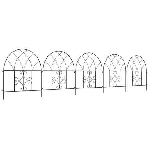 Rootz Decorative Garden Fence Set - Lattice Fence - Steel Fencing - Tool-Free Assembly - 300cm x 70cm Black