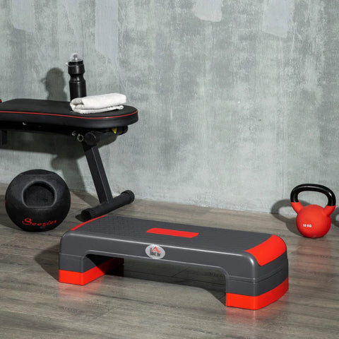 Rootz Stepper - Height-adjustable - Aerobic Stepper - Plastic - Non-slip Surface - Red + Black - 78L x 28W x 10/15/20H cm