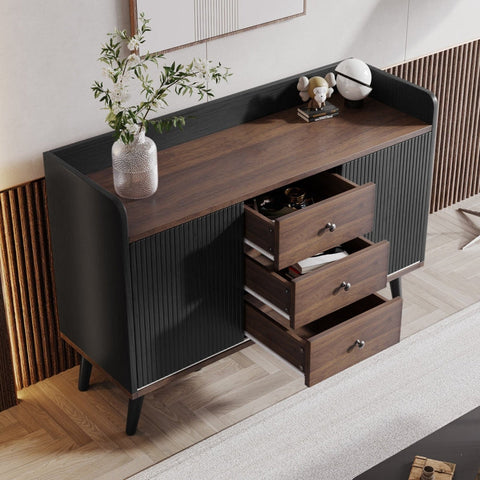 Rootz Modern Sideboard - Storage Cabinet - Buffet Table - Spacious Drawers - 117.5L x 39.5W x 80H cm