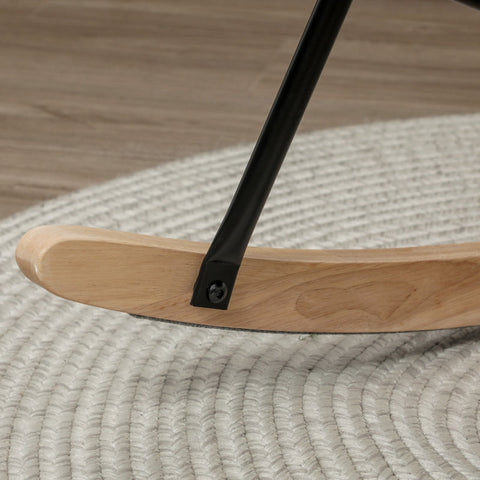 Rootz Rocking Chair, Nursery Chair - Relaxing Armchair - Velvet Fabric - Ergonomic Design - Beech Wood - 98cm x 71cm x 101cm