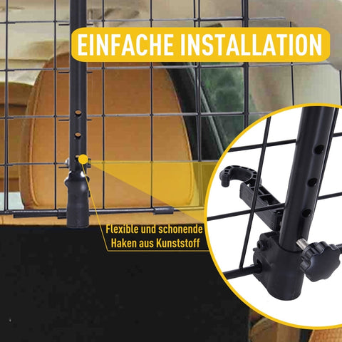 Rootz Dog Guard Car Trunk Grille - Pet Barrier - Adjustable Divider - Durable Metal - Safe Transport - Easy Assembly - (91-145) x 30 cm