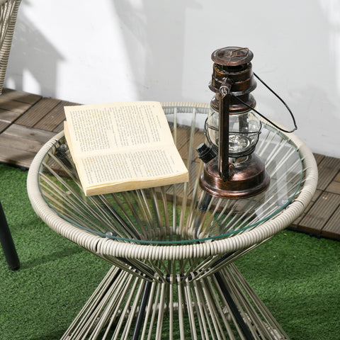 Rootz 3 Piece Wicker Garden Set - Patio Furniture - Outdoor Bistro Set - Cushioned Comfort - Chairs 57x68x88cm, Table Ø48x45cm