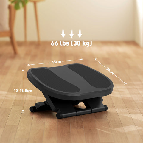 Rootz Footrest Under Desk - Height Adjustable - Tilting 0-30° - Massage Function - 45cm x 34cm x 10-16.5cm