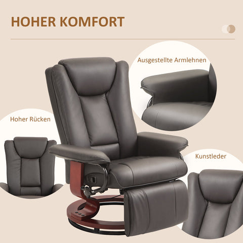Rootz Reclining Relaxation Chair - TV Armchair - Cinema Chair - 360° Rotatable - Faux Leather - 78cm x 88cm x 103cm