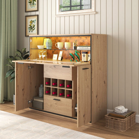 Rootz Wine Cabinet - Wine Storage - Wine Display - LED Lighting - 110L x 38W x 111H cm