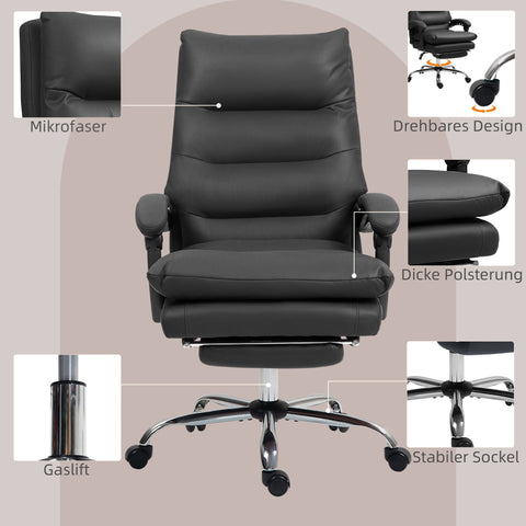 Rootz Office Chair - Ergonomic Executive Chair - Massage & Heated Chair - Superior Comfort - 65cm x 72cm x 109-117cm - Black Synthetic Leather