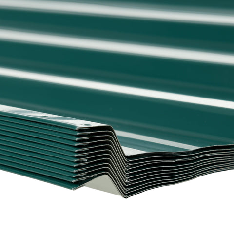Rootz 12 Pcs Trapezoidal Roof Sheet - Weatherproof Panels - Metal Roofing Sheets - Robust Protection - 129cm x 45cm Each