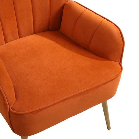 Rootz Velvet Optics Chair Set - Ergonomic Seats - Leisure Chairs - Ultimate Comfort - 64cm x 72.8cm x 77.9cm - Orange