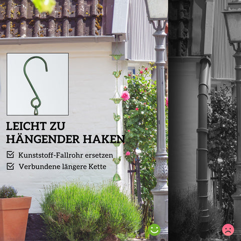 Rootz 3er Set Rain Chain - Drain Chain - Rainflow Chain - Corrosion-Resistant - 123cm x Ø12cm for Easy Garden Decoration