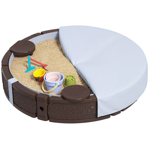 Rootz Sandpit Round Sandbox - Children's Play Sandbox - Kids Outdoor Sandpit - Weatherproof - Ø120 x 22h cm
