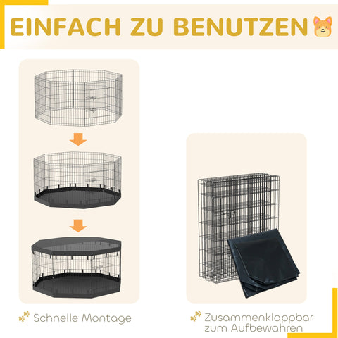 Rootz Puppy Run - Dog Enclosure - Pet Playpen - Waterproof Groundsheet - Ø159cm x 76cm - 8 Panels - Mesh & Tarpaulin Roof