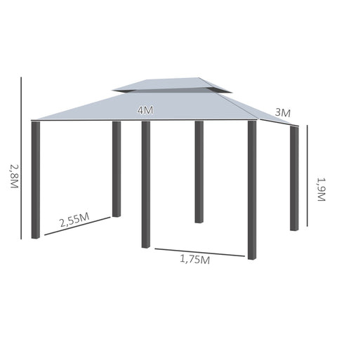 Rootz Garden Pavilion - Colonial Style Canopy - Outdoor Gazebo - UV Protection - 3m x 4m x 2.8m