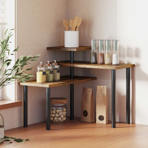 Rootz Rotatable Kitchen Shelf - Microwave Holder - Industrial Metal Stand - Maximizes Space - 40 x 18 x 36.5 cm