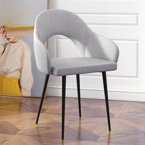 Rootz Upholstered Dining Chair - Minimalist Style - Gray and Black - Stain-Resistant - 56cm x 58.5cm x 84.5cm
