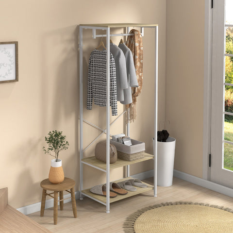 Rootz Wardrobe with Rod & Shoe Racks - Clothes Organizer - Hall Storage Unit - Industrial Style - 60L x 40W x 167.5H cm