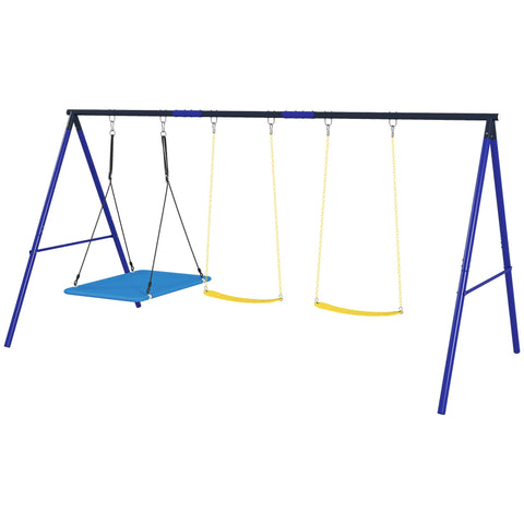 Rootz Swicken 3-Child Swing Set - Outdoor Playset - Garden Swings - Durable Steel Frame - 365cm x 180cm x 184cm