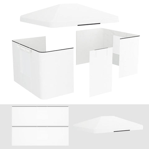 Rootz Gazebo - Replacement Canopy - Side Panels - Weather Resistant - Zippered Doors - PE Fabric - White - 360 X 300 X 270cm