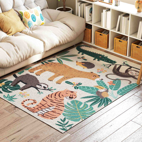 Rootz Fleece Carpet Jungle Pattern - Area Rug - Soft Sherpa - Easy Care - 160cm x 120cm x 0.7cm