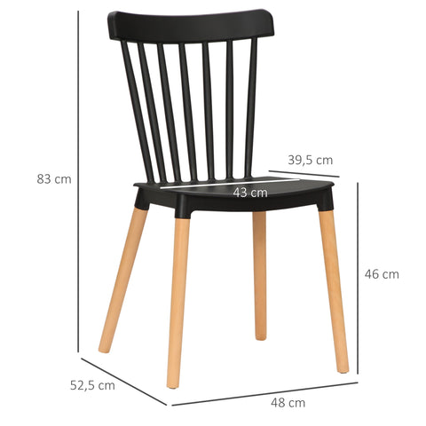 Rootz 4 Piece Scandinavian Chairs Set - Dining Chairs - Kitchen Chairs - Ergonomic Backrest - 48cm x 52.5cm x 83cm