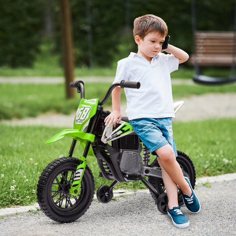 Rootz Motorcycle for Children - Kids Electric Bike - Ride-On Motorbike - Shock Absorber - 107L x 56W x 70H cm - Music & Training Wheels for Fun