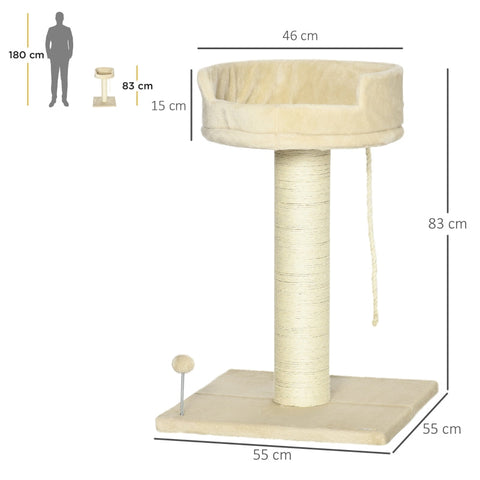 Rootz Cat Tree Play Tower - Scratching Post - Climbing Activity Center - Plush Comfort - 55cm x 55cm x 83cm