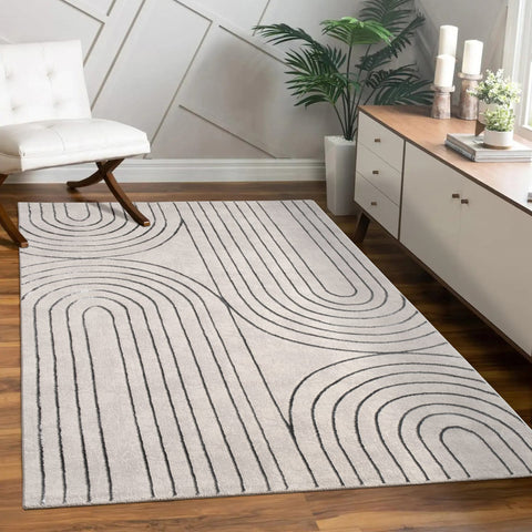 Geometric Botanical Pattern Rug – Modern Style – Soft & Durable – Short Pile