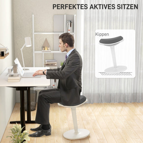 Rootz Office Stool - Active Sitting Chair - Ergonomic Work Stool - Height Adjustable - Rotates & Tilts - Breathable Mesh - 42.5cm x 35.5cm x 56.5-71.5cm