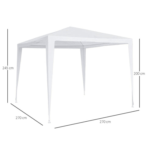 Rootz Garden Pavilion Party Tent - Outdoor Canopy - Event Shelter - Robust Frame - Water-Repellent Roof - Easy Transport - 270cm x 270cm x 245cm