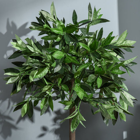 Rootz Set of 2 Artificial Laurel Tree - Faux Plants - Plastic Foliage - No Maintenance Required - 90cm x Ø16cm - Cement Pot