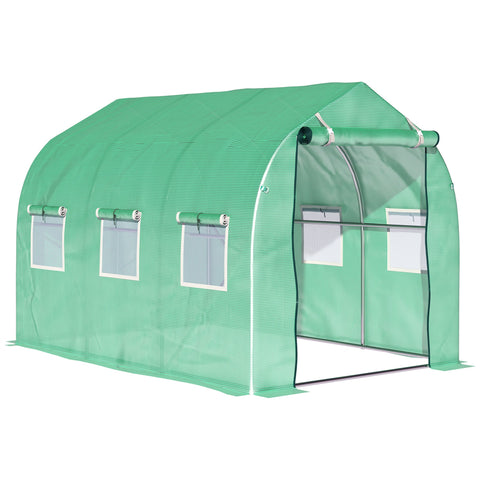 Rootz Garden High-Rise Tunnel Greenhouse - Plant Shelter - PE Tissue Greenhouse - Adjustable Ventilation - 2.95m x 1.95m x 1.96m