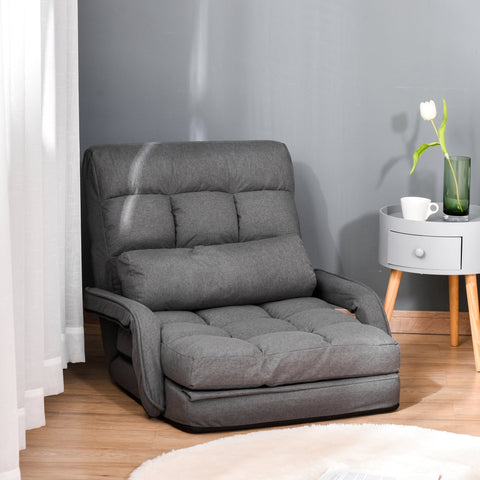 Rootz Sleeping Armchair - Upholstery Armchair - Convertible Chair - 5-Stage Recline - Grey - 78cm x 62cm x 70cm Sofa / 183cm x 62cm x 12cm Bed